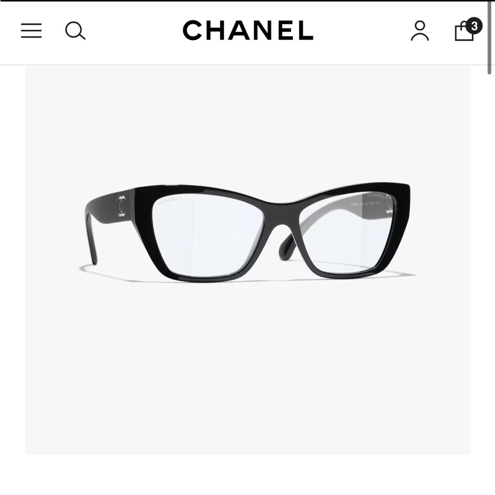CHANEL Sleek Black Cat-Eye Blue Light Glasses